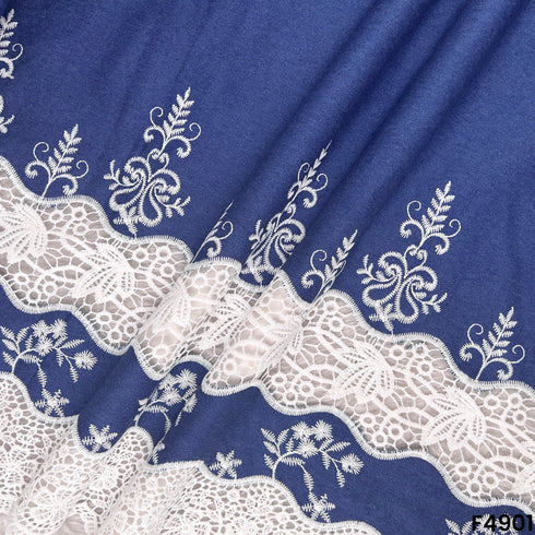 Lace Work Denim Cotton Fabric-F4901